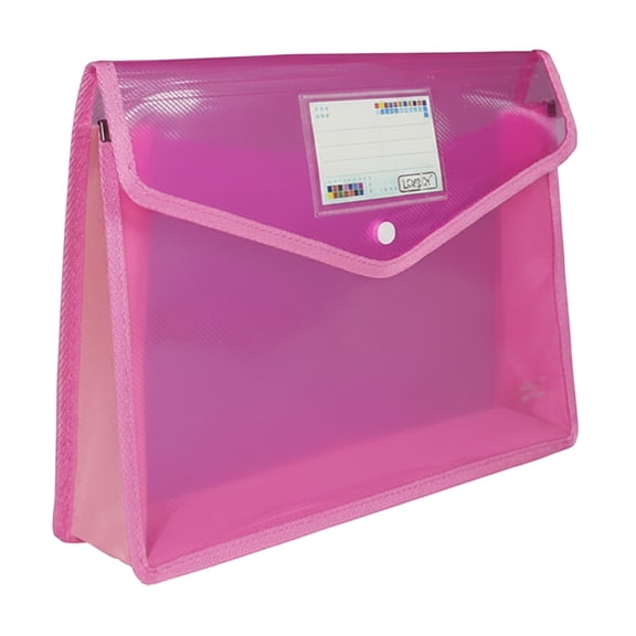Plastic File Folder,Waterproof Folder File with Button Closure,Portable Expanding File Folder Office and Stationery Organizer,Expandable Organizer for Documents,A4 Size,12.99x2.36x9.84 in(Pink)
