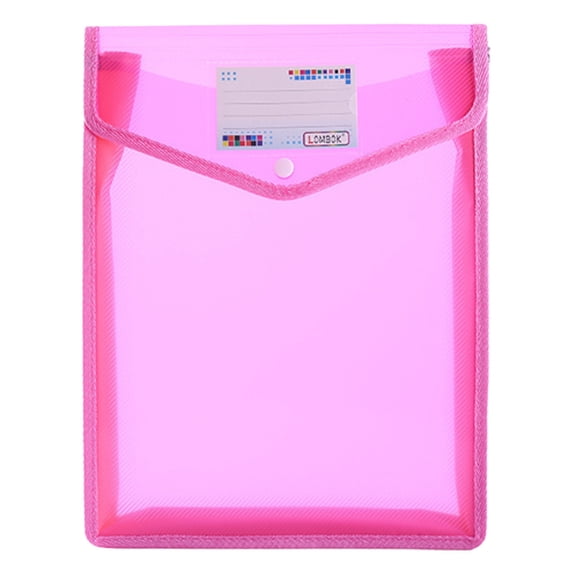 Plastic File Folder,Waterproof Folder File with Button Closure,Portable Expanding File Folder Office and Stationery Organizer,Large Capacity,No Compartments,A4 Size,7.48X9.84 in(Pink)