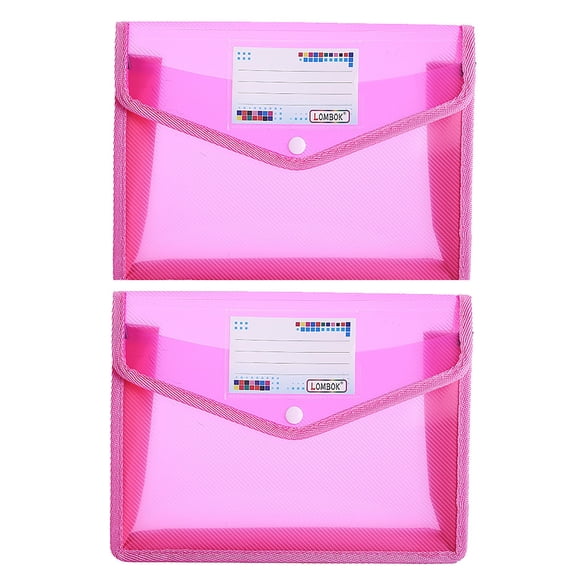 Plastic File Folders, 2 Pcs A4 Size Expandable Document Folder with Button Closure, Expanding File Wallet with Label Pocket for Home Office, School, Travel Organization