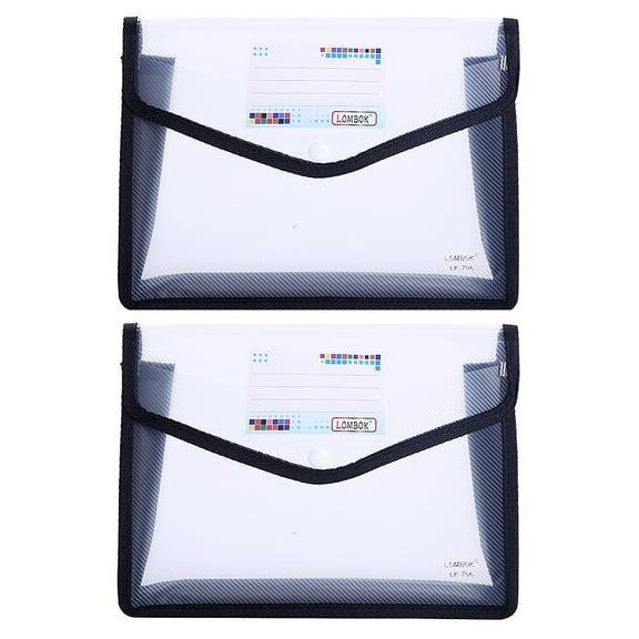 Plastic File Folders, 2 Pcs A4 Size Expandable Document Folder with Button Closure, Expanding File Wallet with Label Pocket for Home Office, School, Travel Organization