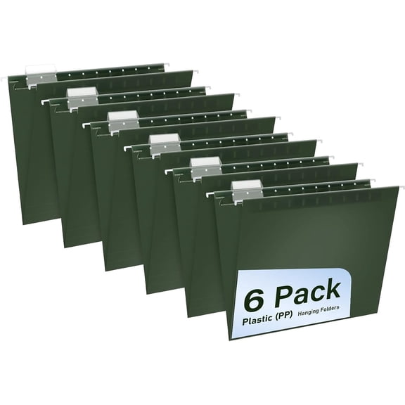 Plastic File Folders, 6 Pack Olive Folders,Letter Size with 1/5-Cut Tabs, for Bulk Files, Documents and Paper, Office & Filing