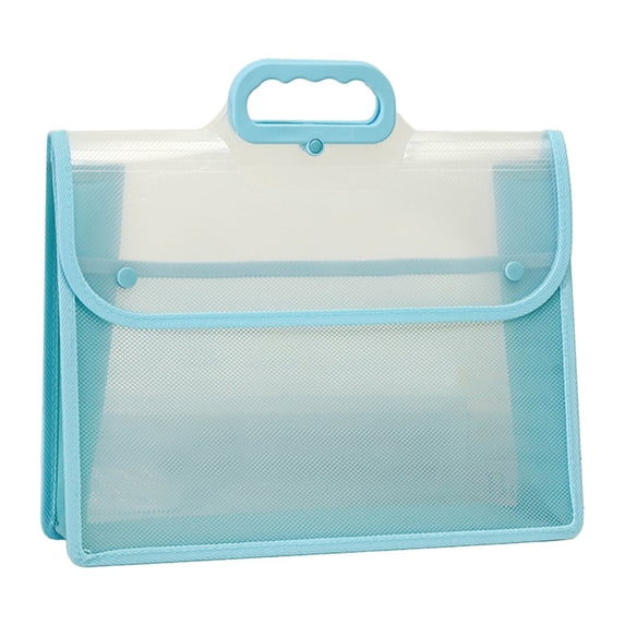 Plastic File Folders Envelope Expanding File Wallet Organizer Documents Folder with Handle And Button, Waterproof Transparent Pouch for Office Supplies Organization Storage, Blue
