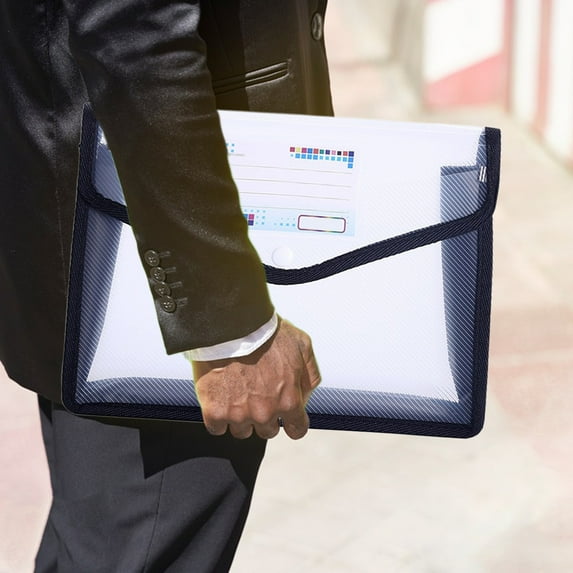 Plastic File Folders Envelope Expanding File Wallet Organizer Documents Folder with Snap Closure and Pocket, A4 Size Waterproof Transparent File Pouch(White)