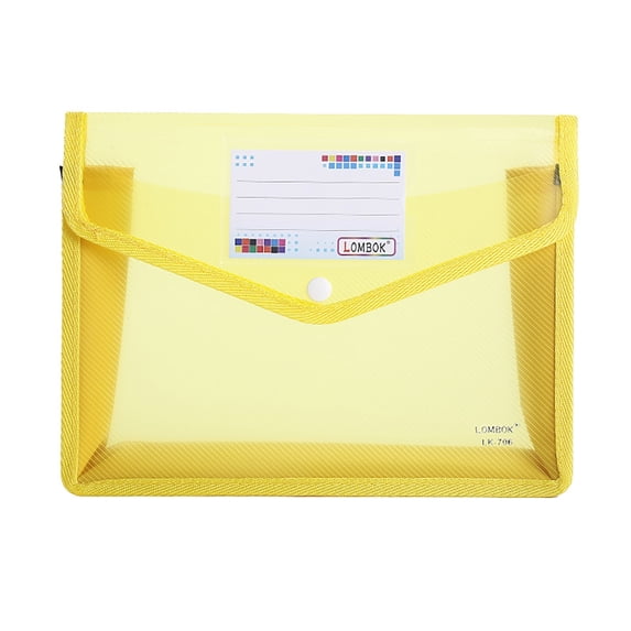 Plastic File Folders Legal Size, Expandable Document Folder with Snap Button Closure, A4 Expanding File Wallet Envelopes Pouch with Label Pocket, Transparent Envelopes Design, 1 Pack,Yellow