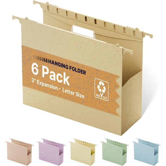 Plastic  File Folders Letter Size,6 Pack Letter Size  File Folders with 1/5-Cut Tabs,Heavy Duty 3 Inch Expansion, Expandable  File Folders Organizer for Documents