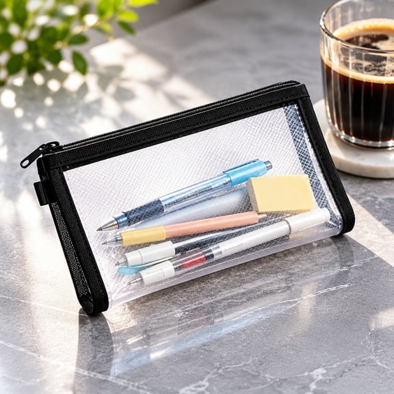 Plastic File Folders, Rvkxad Waterproof Portable Clear Grid Zipper Organiser for School and Office Supplies, 8.3 x 4.7 Inches