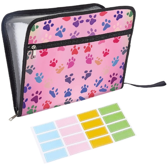 Plastic File Folders with Polyester Label Sheet Document Organizer Rectangle Paw Print 560x365mm DIY