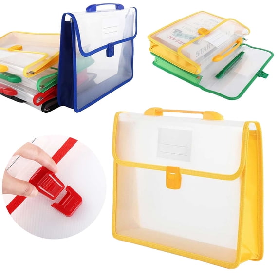 Plastic File Folders with Tab,Document Folder with Handle and Snap Button Closure,A4 Expanding File Wallet Envelopes Pouch,Document Organizer(Yellow)