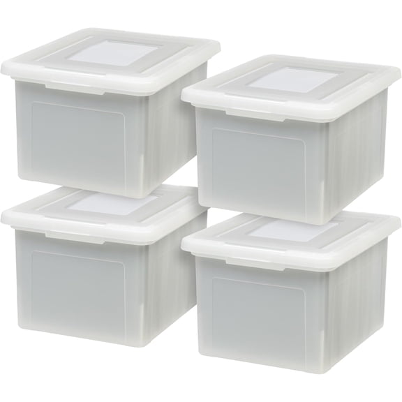 Plastic File Storage Boxes 35 Quart 4 Pack with Handles Hanging Folder Compatible for Office Classroom Home
