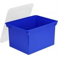thumbnail image 1 of Plastic File Tote Letter/Legal Files, 18.5" x 14.25" x 10.88", Blue/Clear, 1 of 7