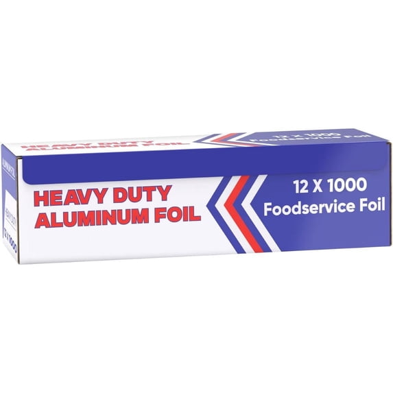 Heavy Duty Aluminum Foil Wrap, Commercial Grade 1000ft Foil Wrap for Food Service Industry, Strong Silver foil, 12 inches by 1000 Feet (1-Box)