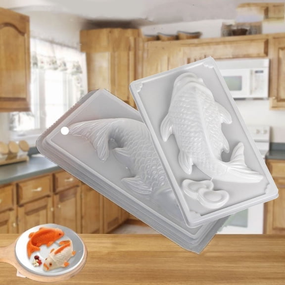 Plastic Fish Shaped Baking Mold for Cupcakes Candy Soap, Koi Carp Design, Reusable PP Food Grade Mold for Kitchen Crafts DIY (1 Piece)