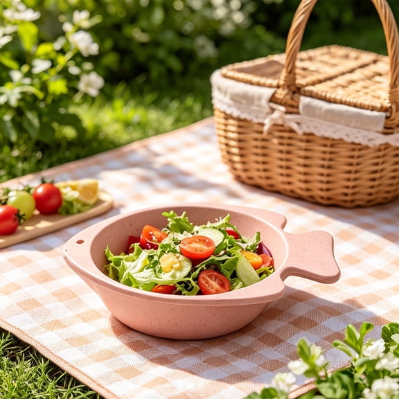 Plastic Fish Shaped Soup and Snack Bowl-Lightweight Portable Dessert Bowl for Picnics, Camping, Travel-Easy Clean Daily Food Bowl
