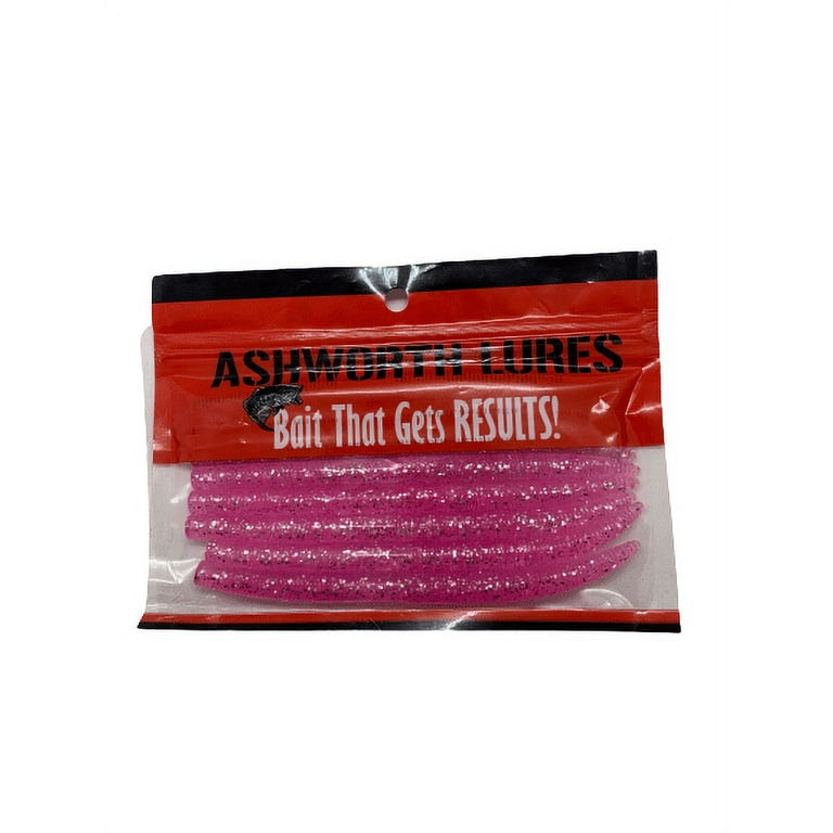 Plastic Fishing Worm Soft Bait -ASHWORTH LURES Wonder Worm Pink w/ Silver  Fleck 5.5 Stick Bait - Pack of 8 