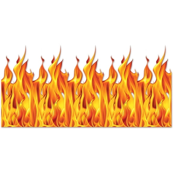 Plastic Flame Wall Backdrop, 4 x 30 Photo Backdrop, Easy to Adhere Wall Covering, Party Decor, Burning Fire Photography Background for Birthdays, Holidays & Events