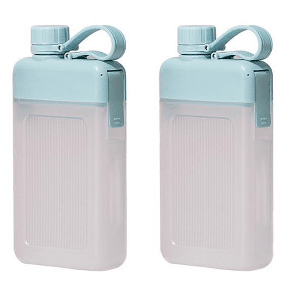 Plastic Flask for Liquor Flat Water Bottle Square BottlesTravel Flask Portable Travel Mug-green
