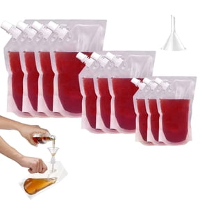 Plastic Flasks For Liquor, Drink Pouches For Adults, Concealable And Reusable Cruise Alcohol Flask Undetectable, rum runner flask cruise kit Sneak Alcohol Anywhere,432oz 316oz 38oz,1Funnel