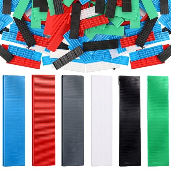 Plastic Flat Leveling Shims, 300 Piece Assorted Sizes and Colors