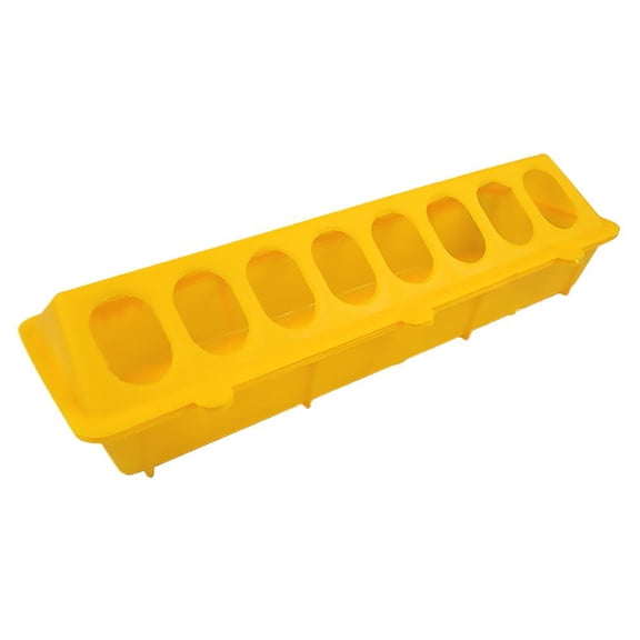 Plastic Flip Top Chicken Feeders, No Mess Quail Feeder, 30cm Plastic Small Poultry Feeder Drinker, Feeding Tray with Holes Poultry Trough for Pigeon Parrots Chicks Quail Duck Bird - Yellow