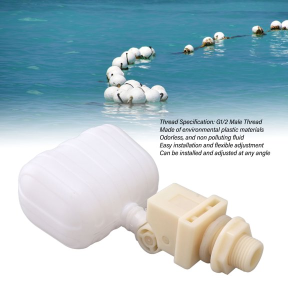 Plastic Float Ball Valve, G1/2" Male, Adjustable Water Level Control, Ideal For Livestock  Cooling Towers