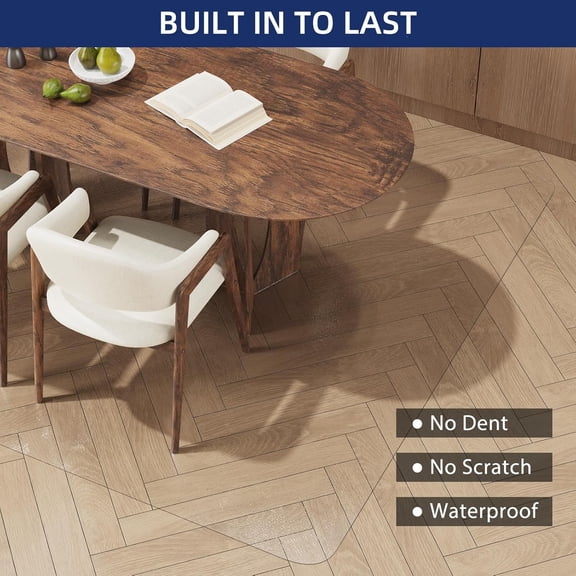 Plastic Floor Mat for Home, 5'x7' Waterproof Area Rug for Dining Room Table, Non-Slip Area Rug for Living Room, Wear-Resistant Vinyl Floor Protector Mat for Indoor Outdoor (Clear)