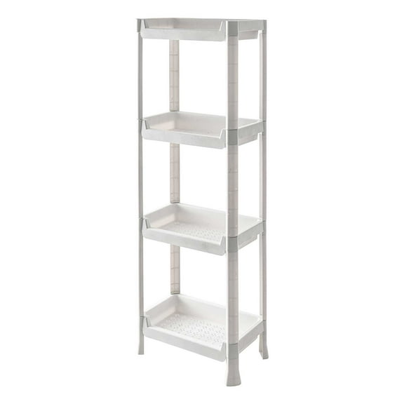 Plastic Floor Standing Storage Rack 4-layer Organizer Shelf Kitchen Bathroom Mobile Utility Cart with Wheels for Vegetable Cosmetics Condiments Living Room Bedroom Pantry Entryway