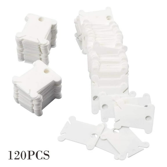 Plastic Floss Bobbins for Embroidery | 120 Pack Thread Winder Cards | PET Material | Floss Organizer Storage Solution | 1.4 x 1.5 Inch | Durable Sewing Accessories