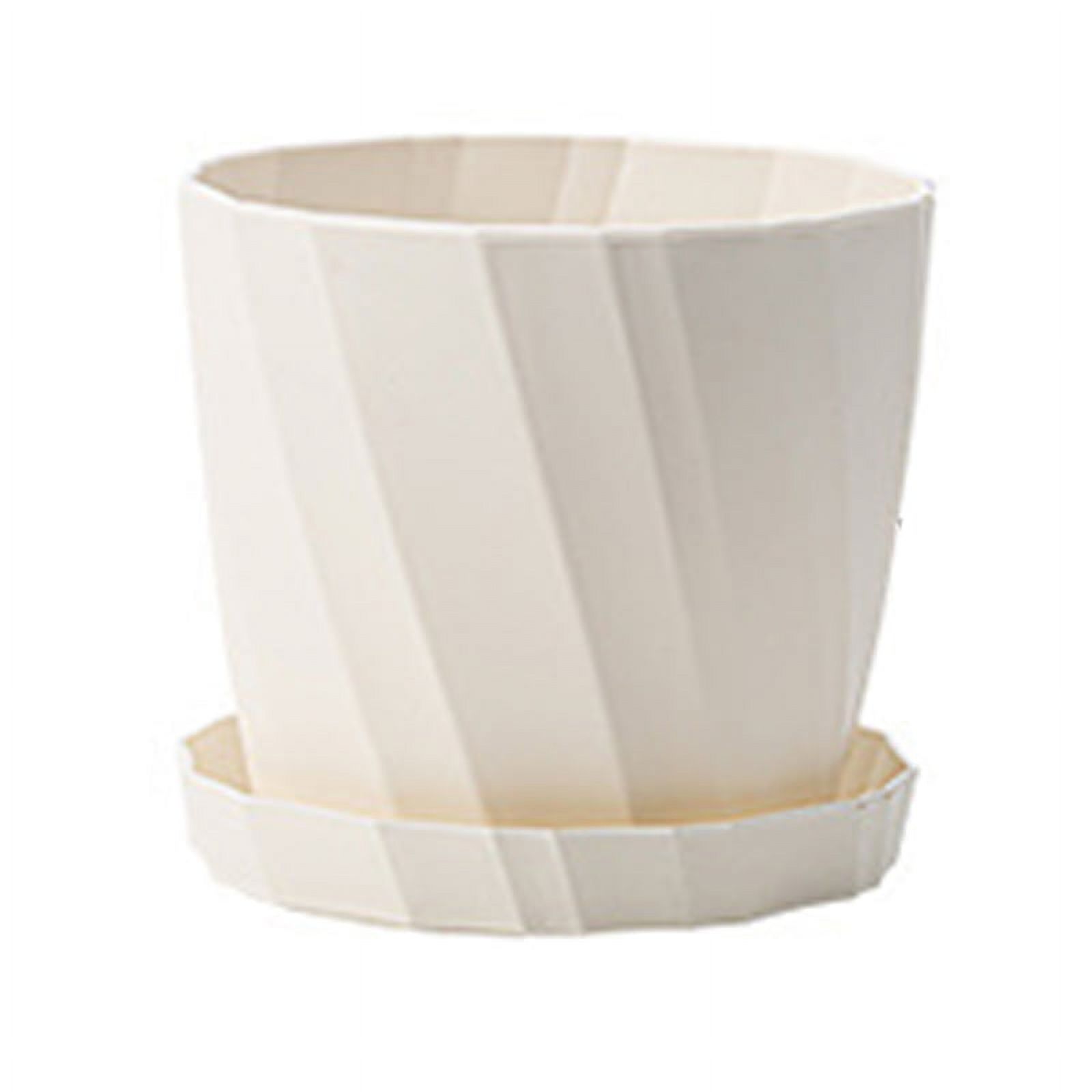 Plastic Flower Planters Drainage Hole And Tray For All Indoor Plants White Medium