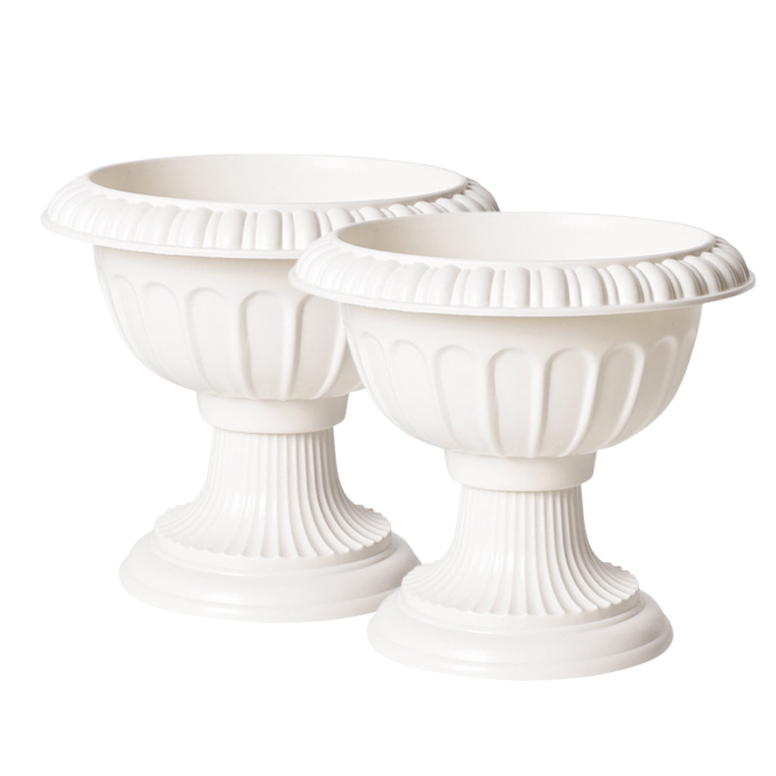 Plastic Flower Pot Roman Style er for Artificial Flowers Fake Home Decor Gardening Container White Decorative Pot for Indoor Outdoor Use 6.2x6.2x5.5 Inch