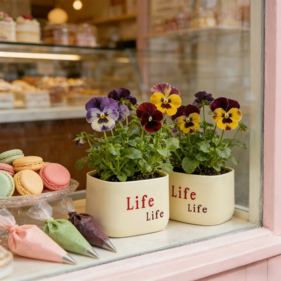 Plastic Flower Pot Round Flocked Planter Small Indoor Outdoor Plant Pot with Drainage Holes for Succulents Herbs and Decorative Greenery