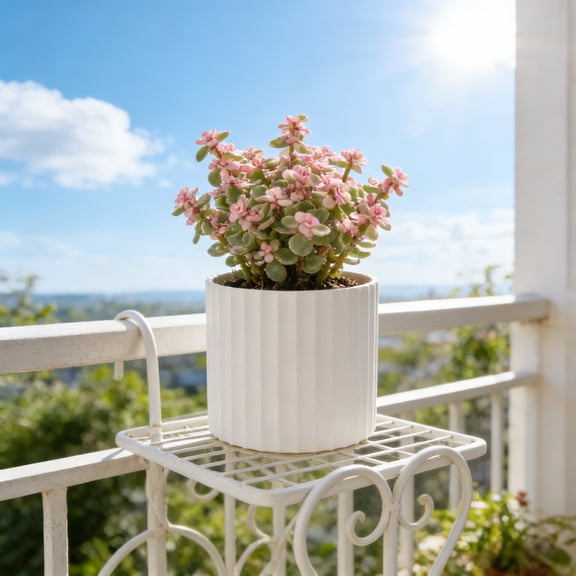 Plastic Flower Pot Round Flocked Planter Small Indoor Outdoor Plant Pot with Drainage Holes for Succulents Herbs and Decorative Greenery