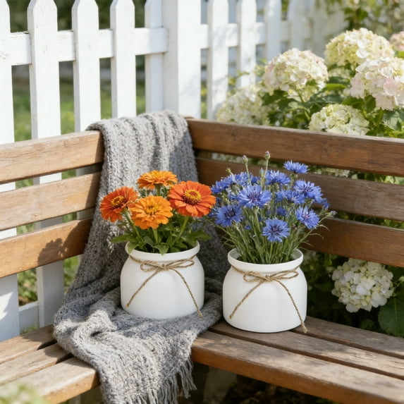 Plastic Flower Pot Round Flocked Planter Small Indoor Outdoor Plant Pot with Drainage Holes for Succulents Herbs and Decorative Greenery