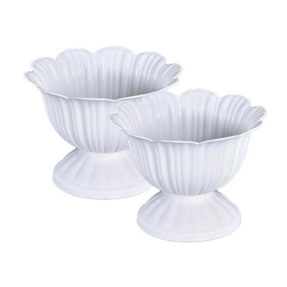 Plastic Flower Pots 2 Pack for Artificial Flowers Arrangement Split Half Decorative Planters for Home Decor Gardening Pots 7 Inch with Detachable Design for Indoor Outdoor Use White