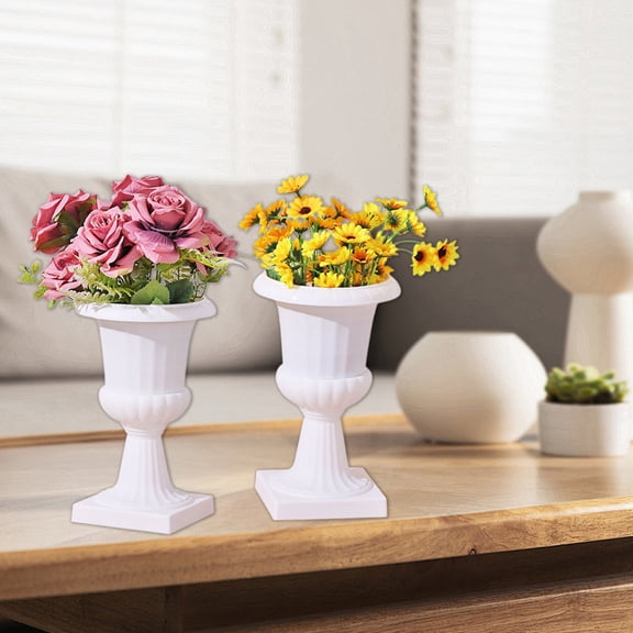 Plastic Flower Pots for Artificial Flowers 2 Pack | Roman Style Planter Pot for Home Decor | Split Half Flowerpot for Gardening Decoration | Durable Plastic Container for Indoor Plants 9.8x6.1in