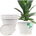 thumbnail image 1 of DEA Plastic Flower Pots Planters for Indoor Plants,4 Pack 16 Inch White Plant Pots with Drainage Hole&Tray,Modern Decorative Large Plant Pot with Saucer for Indoor Outdoor Plants Garden House Planter, 1 of 14