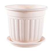 Plastic Flower Pots with Saucer and Drainage Holes, Modern Garden Planters for Plants, Decorative Garden Pots 7*8In Pink