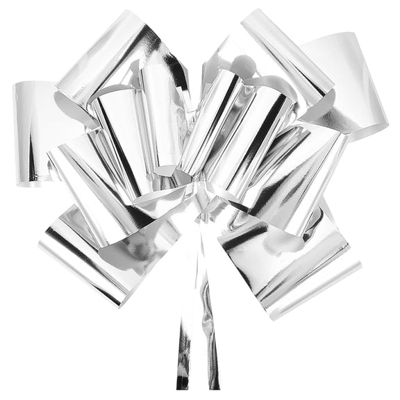 Plastic Flower Pull Bows Gift Ribbon For Wedding Birthday Party or Car Decoration Silver 785x720x165mm DIY
