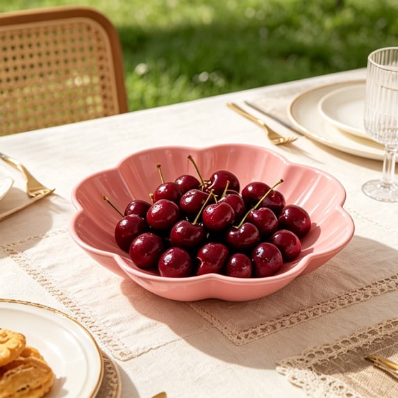 Plastic Flower Serving Bowl Plates Fruit Candy Dish Snack Tray for Home Office