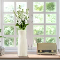 Plastic Flower Vase, Decorative Modern Design, Sturdy Durable, Large Size 9.4 Inches, Fresh Dried Flowers Plants Holder, Home Living Room Restaurant Decor, Wedding Housewarming Gift, Vase for Shelves