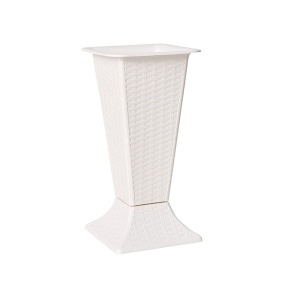 Plastic Flower Vase For Home Decor, European Roman Style White Vase With Glossy Lines, 24.5x12.5x12.5cm, Ideal For Imitation Flower Arrangements