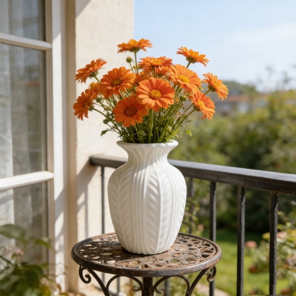 Plastic Flower Vase, Unique Wheat Ear Textured Modern Large Vases for Trendy Home Decor Living Room Entryway Shelf Office Rustic Table Centerpiece