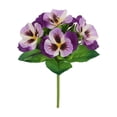 thumbnail image 1 of Plastic Flowers Bouquet, Set of 5 Artificial Clusters for Vase, Home Indoor Wedding Table Centerpiece Decor, Outdoor And Indoor Use, Weather-Resistant And Easy to Style, A Single *Pansy Orchid, 1 of 9