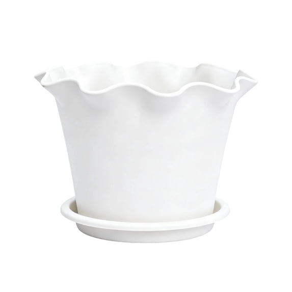 Plastic Flowers for Outdoors Ruffled Wave-Edged Pots 16x12.5cm Plastic Pots for Plants Indoor and Outdoor