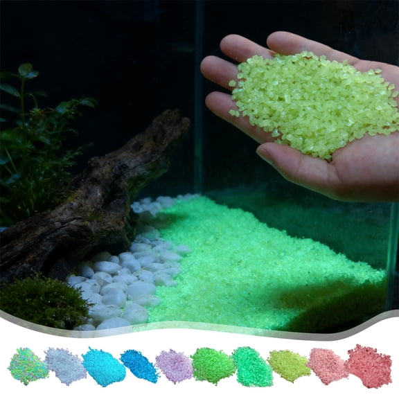 Plastic Fluorescent Stone Decoration 25g Yellow Fluorescent Aquarium Sand 3-5mm Glow in the Dark Gravel for Tank Landscaping and Vase Decor(1-Piece) Rkxzt