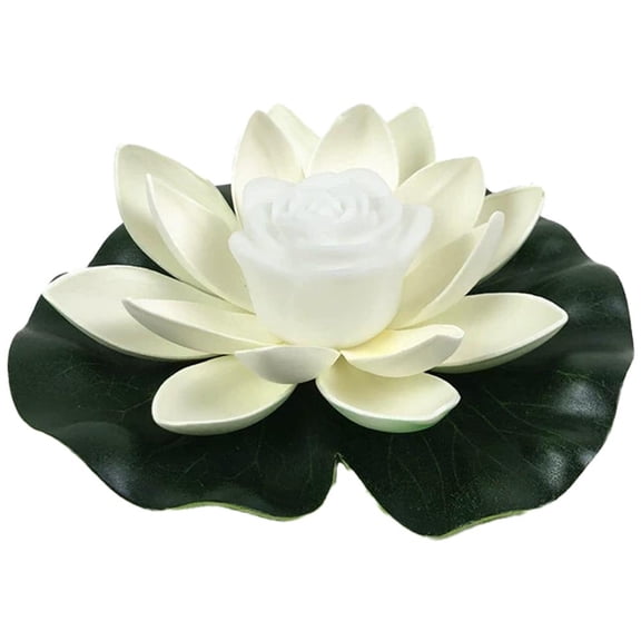 Plastic Foam Flower Artificial Diwali LotusLantern, Led Waterproof Flameless LotusTea Lights, Home Garden Pond Indian Temples Pooja Gifts