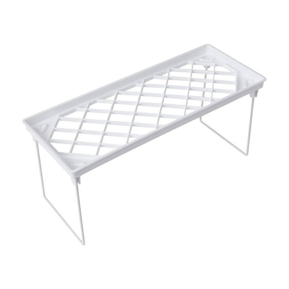 Plastic Foldable Desktop Storage Rack, 2-Tier Desk Organizer Shelf for Monitor Keyboard Cup & Stationery - 13.58x5.91x5.43in