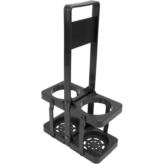 Plastic Foldable Drink Delivery Carrier, Plastic Drink Carrier with Handle, Holds 2 Beverages, Reusable Drink Caddy for Delivery, Takeout, Camping and Travel, Black