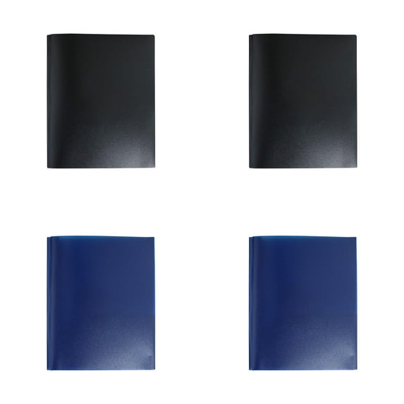 Plastic Folder Black+Blue,Two Pocket Folders,1 Pack Two Pocket Folders with Prongs, 2 Pocket 3 Prong Folders Designed for Office and Classroom, Letter Size, Assorted 5 Colors