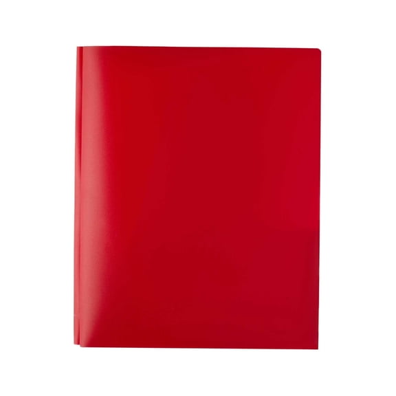 Plastic Folder Red, Two Pocket Folder Three Hole Punch Prong Fasteners Letter Size Extra Tough Folders Assorted Colors