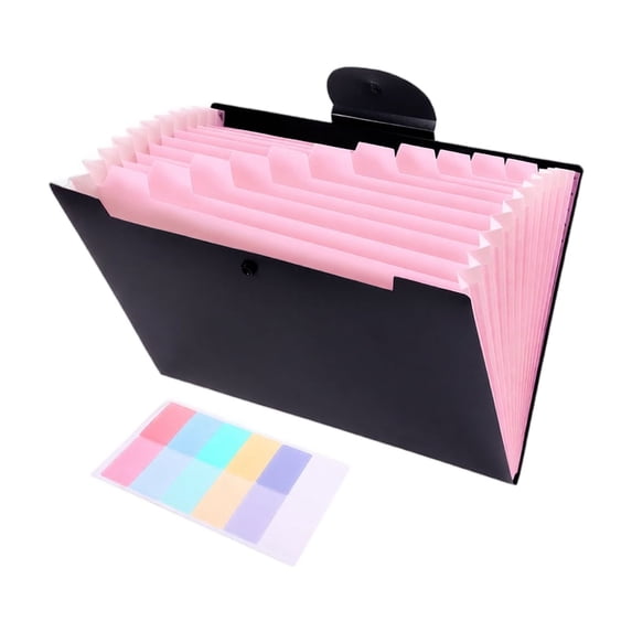 Plastic Folders With 8 Pockets Expandable File Organizer Folder with Dividers, Plastic Pocket Folders for Documents, for Office School Supplies 06-Pink